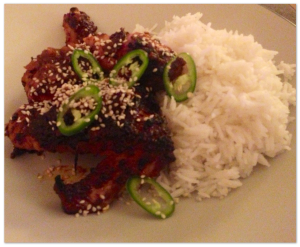 Sticky Chicken with Sesame and Chilli, Katie Quinn 'What Katie Ate'